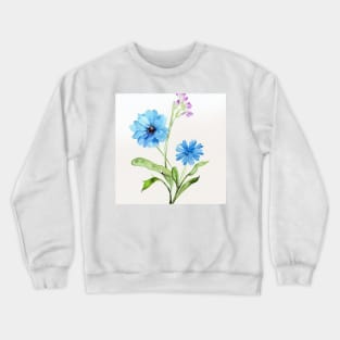 Blue Watercolor Flower Crewneck Sweatshirt